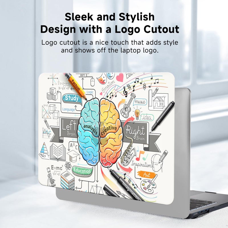 Funut for MacBook Air 13 Inch Case A1466 A1369 Release 2017-2010, Rubber Plastic Hard Shell Case Matte Coated Soft Touch Cover Fashion Style for MacBook Air 13.3 Inch A1466 A1369,Cartoon Brain - Image 4